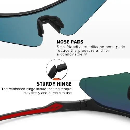 STORYCOAST Polarized Sports Sunglasses for Men Women,Cycling Running | UV400 Protection Polarized Baseball Driving Fishing Mountain Bike Wrap Around Sun Glasses,Lightweight Frame - 5