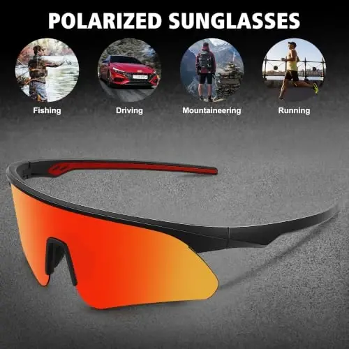 STORYCOAST Polarized Sports Sunglasses for Men Women,Cycling Running | UV400 Protection Polarized Baseball Driving Fishing Mountain Bike Wrap Around Sun Glasses,Lightweight Frame - 6