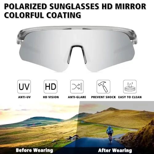 STORYCOAST Polarized Sports Sunglasses for Men Women,Cycling Running | UV400 Protection Polarized Baseball Driving Fishing Mountain Bike Wrap Around Sun Glasses,Lightweight Frame - 3