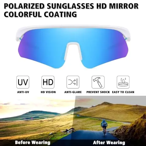 STORYCOAST Polarized Sports Sunglasses for Men Women,Cycling Running | UV400 Protection Polarized Baseball Driving Fishing Mountain Bike Wrap Around Sun Glasses,Lightweight Frame - 3