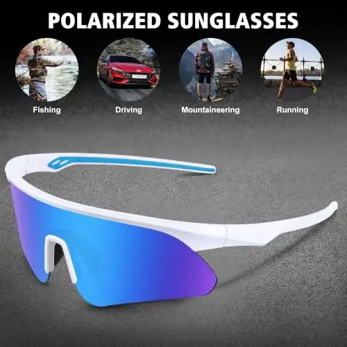 STORYCOAST Polarized Sports Sunglasses for Men Women,Cycling Running | UV400 Protection Polarized Baseball Driving Fishing Mountain Bike Wrap Around Sun Glasses,Lightweight Frame - 6