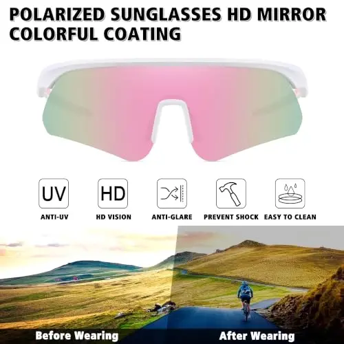 STORYCOAST Polarized Sports Sunglasses for Men Women,Cycling Running | UV400 Protection Polarized Baseball Driving Fishing Mountain Bike Wrap Around Sun Glasses,Lightweight Frame - 3