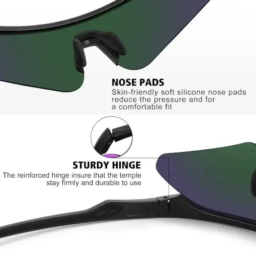 STORYCOAST Polarized Sports Sunglasses for Men Women,Cycling Running | UV400 Protection Polarized Baseball Driving Fishing Mountain Bike Wrap Around Sun Glasses,Lightweight Frame - 5