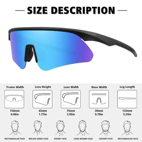 STORYCOAST Polarized Sports Sunglasses for Men Women,Cycling Running | UV400 Protection Polarized Baseball Driving Fishing Mountain Bike Wrap Around Sun Glasses,Lightweight Frame - 4