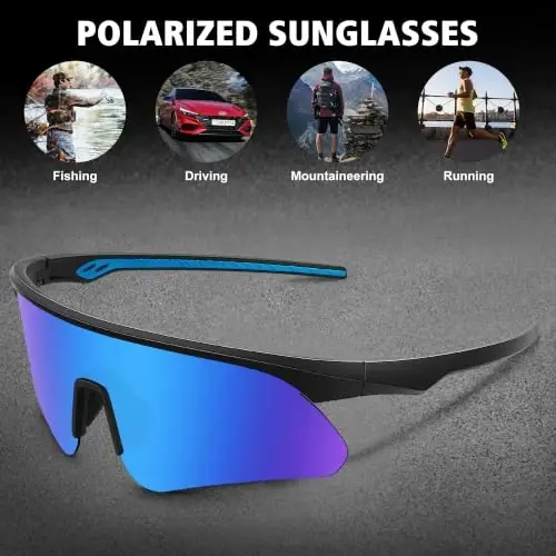 STORYCOAST Polarized Sports Sunglasses for Men Women,Cycling Running | UV400 Protection Polarized Baseball Driving Fishing Mountain Bike Wrap Around Sun Glasses,Lightweight Frame - 6
