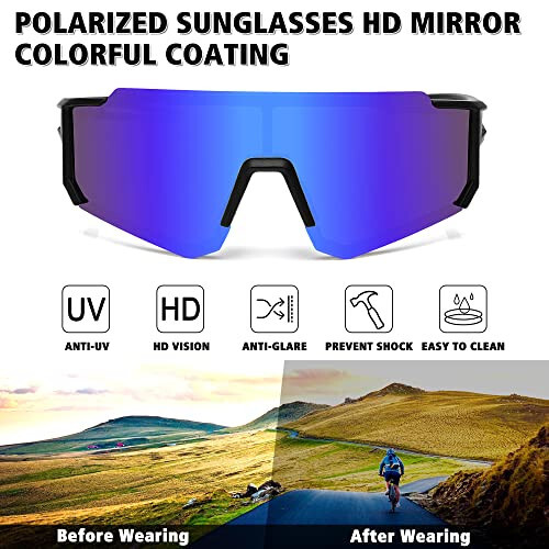 STORYCOAST Polarized Sports Sunglasses for Men Women,Driving Fishing Cycling Mountain Bike Sunglasses UV400 Protection - 2