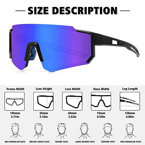 STORYCOAST Polarized Sports Sunglasses for Men Women,Driving Fishing Cycling Mountain Bike Sunglasses UV400 Protection - 3