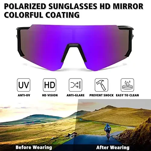 STORYCOAST Polarized Sports Sunglasses for Men Women,Driving Fishing Cycling Mountain Bike Sunglasses UV400 Protection - 3