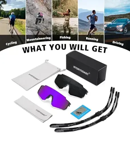 STORYCOAST Polarized Sports Sunglasses for Men Women,Driving Fishing Cycling Mountain Bike Sunglasses UV400 Protection - 7