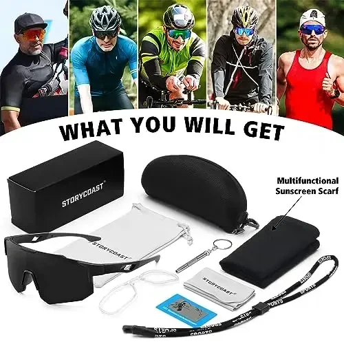 STORYCOAST Polarized Sports Sunglasses for Men Women,Driving Fishing Cycling Mountain Bike Sunglasses UV400 Protection - 7