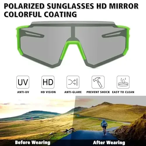STORYCOAST Polarized Sports Sunglasses for Men Women,Driving Fishing Cycling Mountain Bike Sunglasses UV400 Protection - 3
