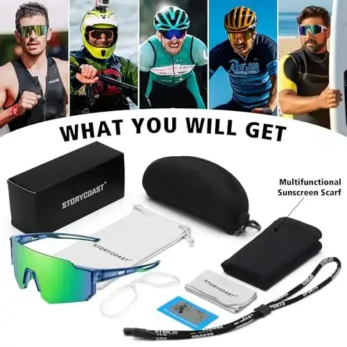 STORYCOAST Polarized Sports Sunglasses for Men Women,Driving Fishing Cycling Mountain Bike Sunglasses UV400 Protection - 6