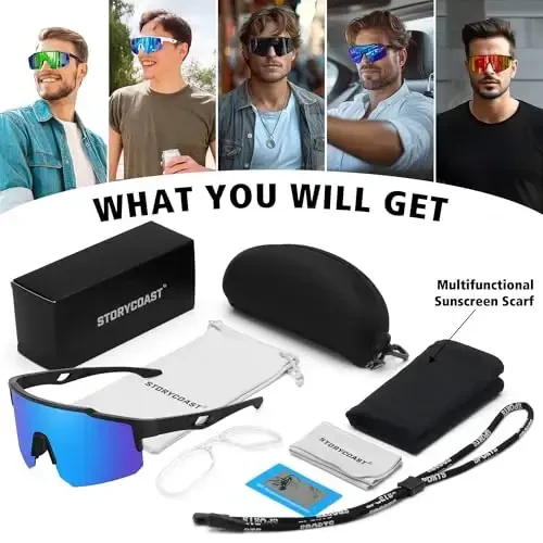 STORYCOAST Polarized Sports Sunglasses for Men Women,Driving Fishing Cycling Mountain Bike Sunglasses UV400 Protection - 7