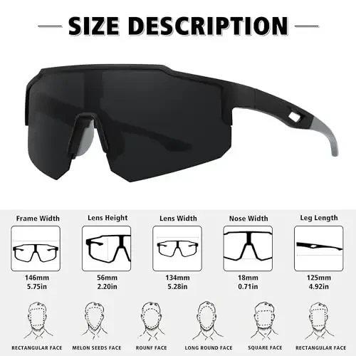 STORYCOAST Polarized Sports Sunglasses for Men Women,Driving Fishing Cycling Mountain Bike Sunglasses UV400 Protection - 3