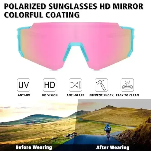 STORYCOAST Polarized Sports Sunglasses for Men Women,Driving Fishing Cycling Mountain Bike Sunglasses UV400 Protection - 2