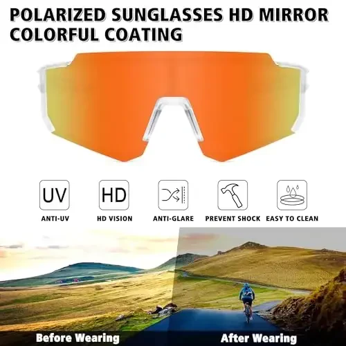 STORYCOAST Polarized Sports Sunglasses for Men Women,Driving Fishing Cycling Mountain Bike Sunglasses UV400 Protection - 2