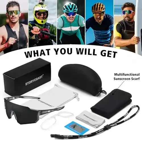 STORYCOAST Polarized Sports Sunglasses for Men Women,Driving Fishing Cycling Mountain Bike Sunglasses UV400 Protection - 6