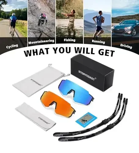 STORYCOAST Polarized Sports Sunglasses for Men Women,Driving Fishing Cycling Mountain Bike Sunglasses UV400 Protection - 7