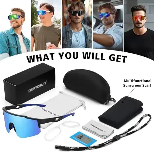 STORYCOAST Polarized Sports Sunglasses for Men Women,Driving Fishing Cycling Mountain Bike Sunglasses UV400 Protection - 7