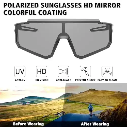 STORYCOAST Polarized Sports Sunglasses for Men Women,Driving Fishing Cycling Mountain Bike Sunglasses UV400 Protection - 3