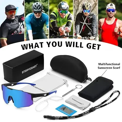 STORYCOAST Polarized Sports Sunglasses for Men Women,Driving Fishing Cycling Mountain Bike Sunglasses UV400 Protection - 7