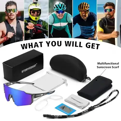 STORYCOAST Polarized Sports Sunglasses for Men Women,Driving Fishing Cycling Mountain Bike Sunglasses UV400 Protection - 6
