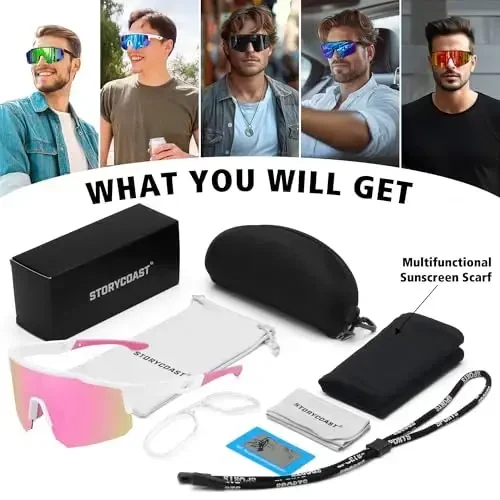 STORYCOAST Polarized Sports Sunglasses for Men Women,Driving Fishing Cycling Mountain Bike Sunglasses UV400 Protection - 7
