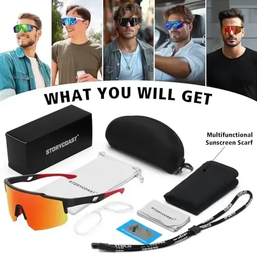 STORYCOAST Polarized Sports Sunglasses for Men Women,Driving Fishing Cycling Mountain Bike Sunglasses UV400 Protection - 7