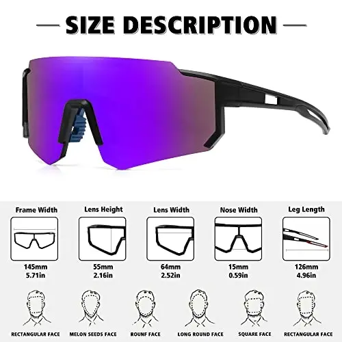 STORYCOAST Polarized Sports Sunglasses for Men Women,Driving Fishing Cycling Mountain Bike Sunglasses UV400 Protection - 4