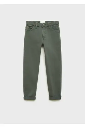 Straight-cut cotton trousers - Dark Green - MANGO KIDS (1)