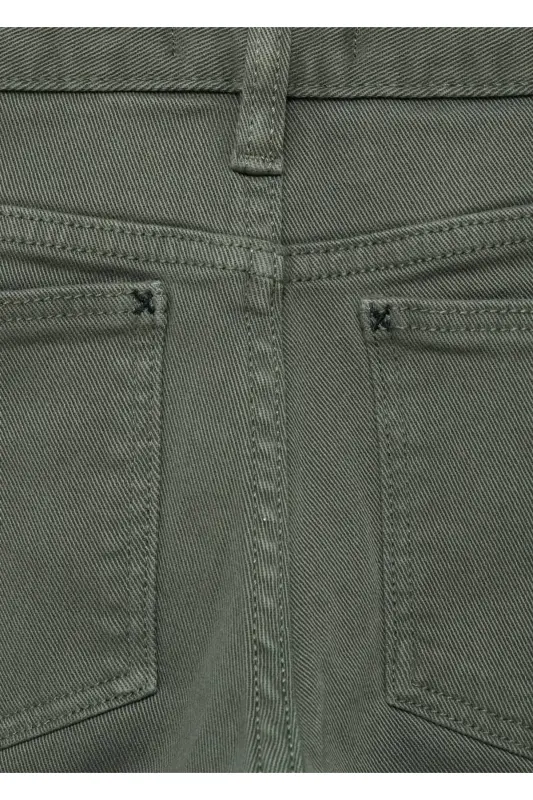 Straight-cut cotton trousers - Dark Green - 5