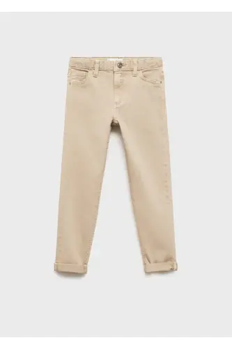 Straight-cut cotton trousers - Medium Brown - 1