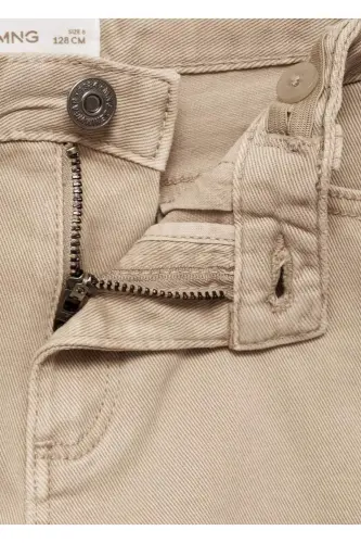 Straight-cut cotton trousers - Medium Brown - 4