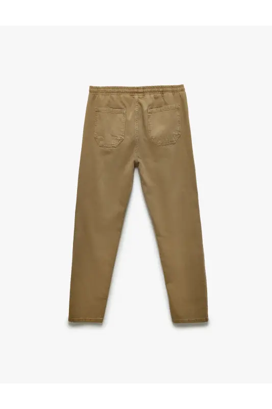 Straight Fit Cotton Drawstring Pants with Pocket Detail - 4