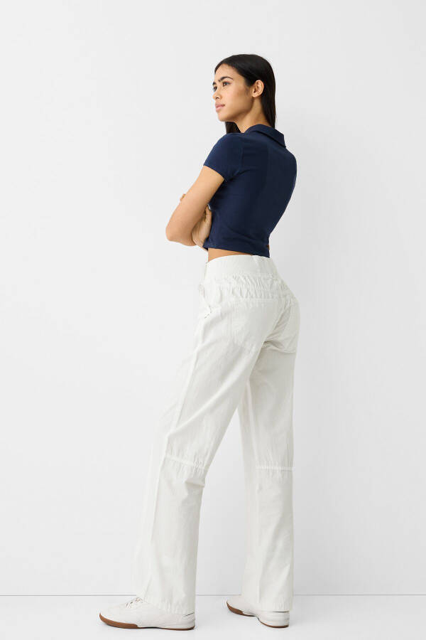 Straight fit cotton pants with belt loops - 4