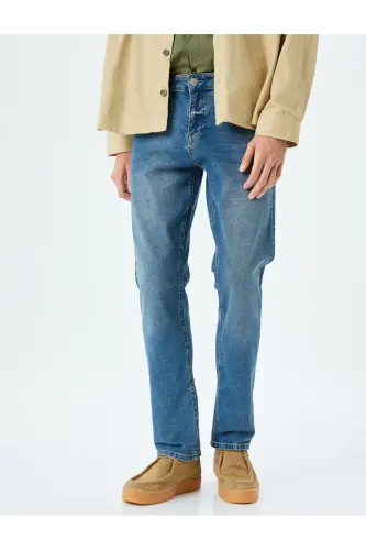 Straight Fit Kot Pantolon - Mark Jean-Koyu İndigo - 3