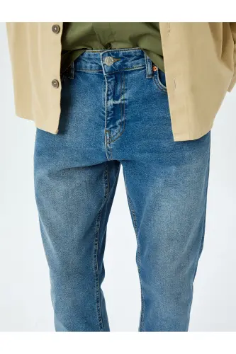 Straight Fit Kot Pantolon - Mark Jean-Koyu İndigo - 5