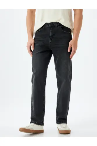 Straight Fit Kot Pantolon - Mark Jean - Siyah - 3