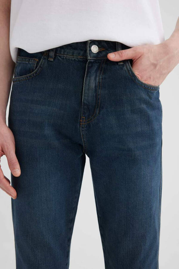 Straight Fit Normal Kalıp Normal Bel Boru Paça Jean Pantolon Koyu Mavi - 13