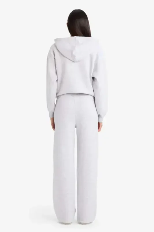 Straight Fit Thick Sweatpants with Pockets High Waist-Gray Melange - 5