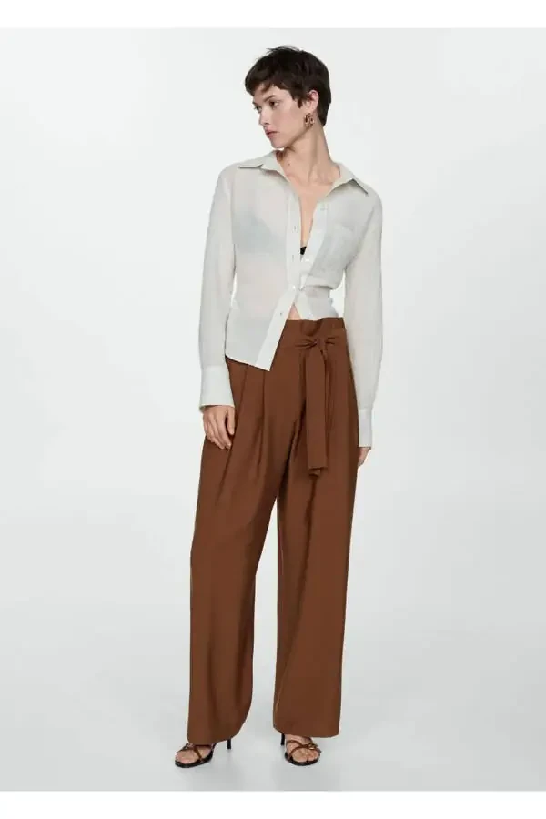 Straight-leg belted trousers - 2