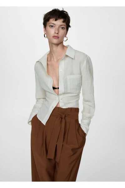 Straight-leg belted trousers - 6