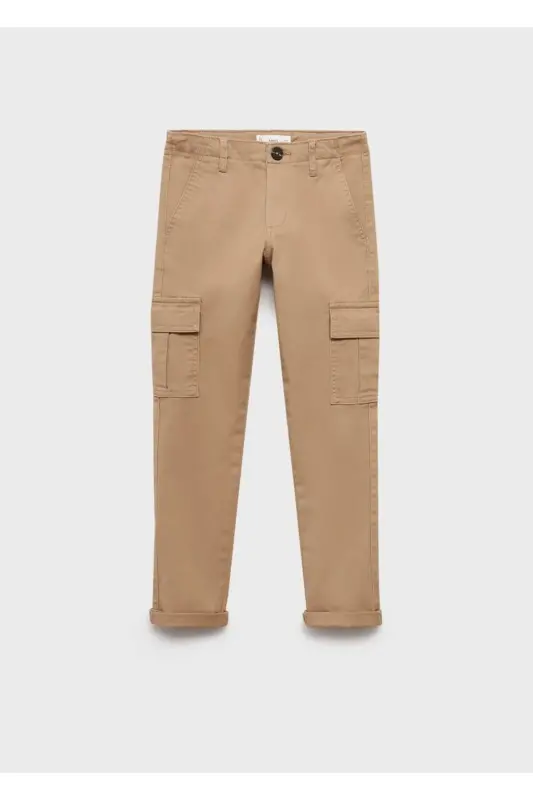Straight Leg Cargo Pants-Mid Brown - 2