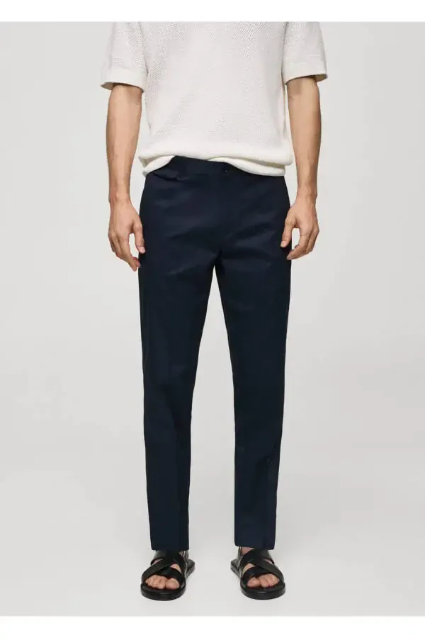 Straight leg cotton trousers - 1