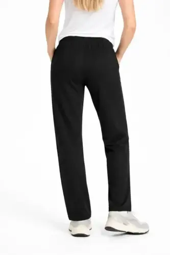 Straight Leg Elasticated Drawstring Casual Sports Sweatpants Comfortable Fit - Black - 4