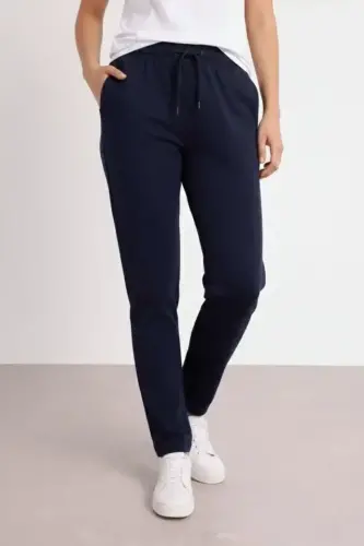 Straight Leg Elasticated Waist Drawstring Casual Sports Sweatpants Comfortable Fit - Navy Blue - BÜYÜKBEDENIZ (1)