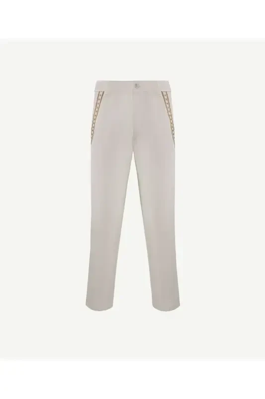 Straight Leg Embroidered Pants - 5