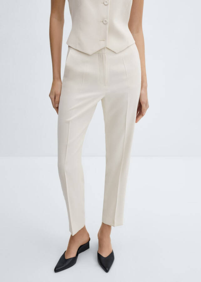 Straight leg fabric trousers - 9