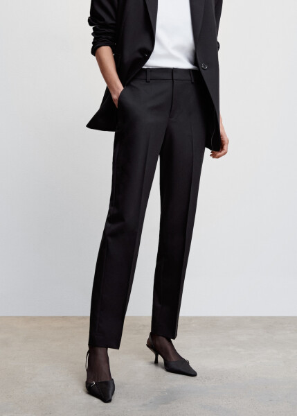 Straight leg fabric trousers - 8