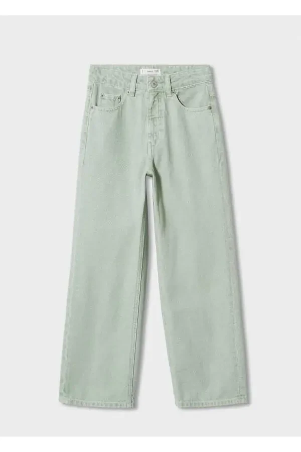 Straight-Leg High-Waisted Denim Pants - 2